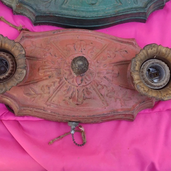 1920's Art Deco Light Fixture Pair - Picture 3 of 6